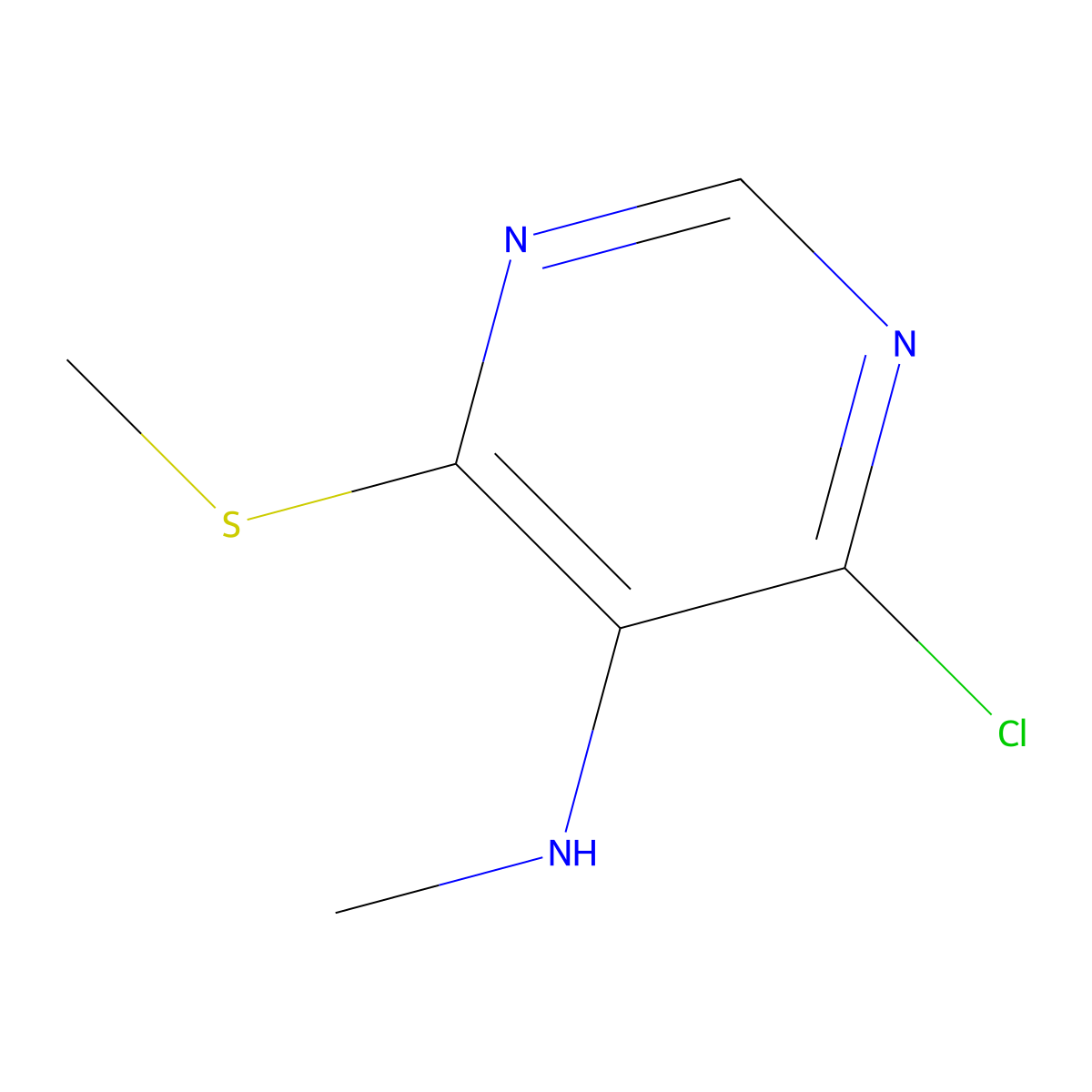4-Chloro-N-methyl-6-(methylsulfanyl)pyrimidin-5-amine molecular structure, CAS 63291-55-4
