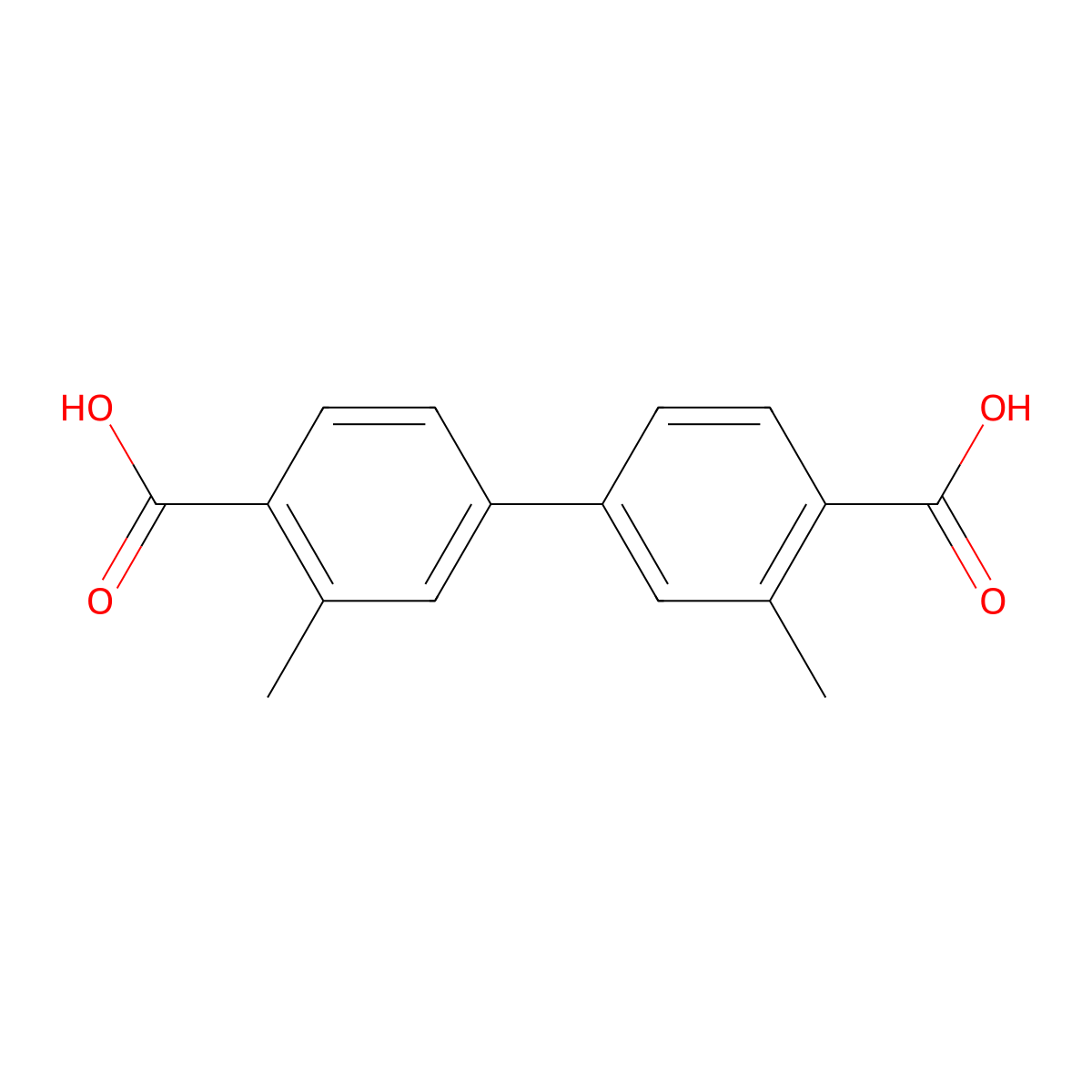 [1,1'-Biphenyl]-4,4'-dicarboxylic acid, 3,3'-dimethyl- molecular structure, CAS 63297-02-9