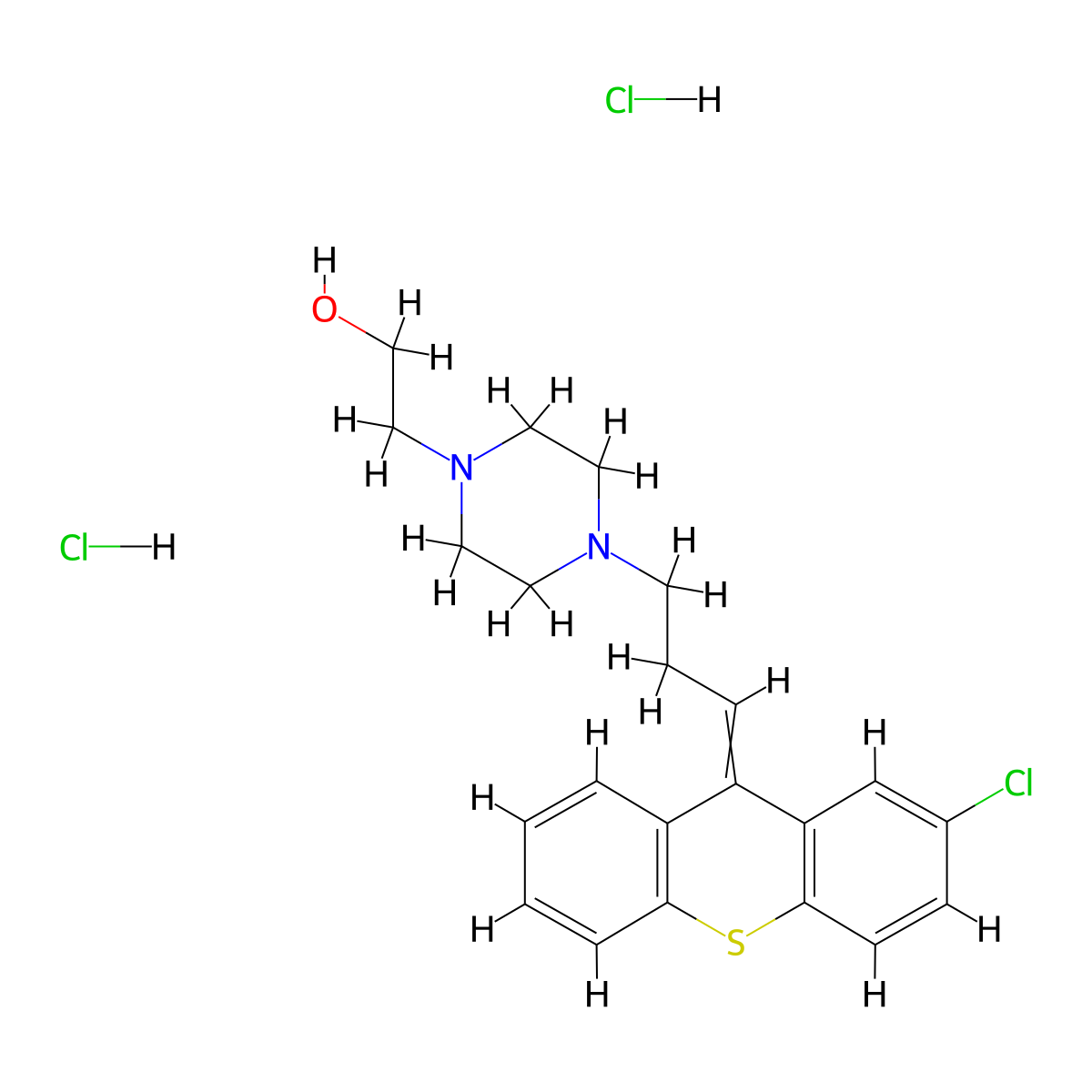Clopenthixol dihydrochloride molecular structure, CAS 633-59-0