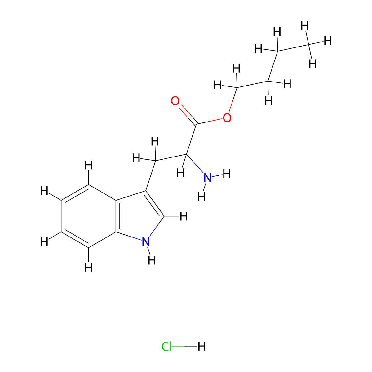 Butyl 2-amino-3-(1H-indol-3-yl)propanoate hydrochloride molecular structure, CAS 6330-20-7
