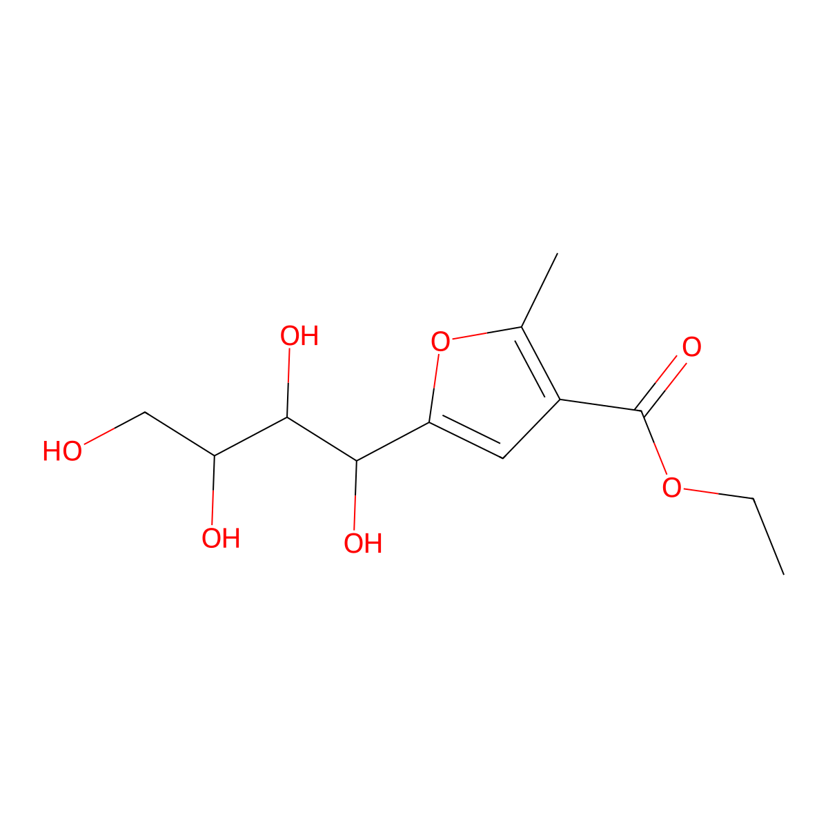 5-(Arabino-tetrahydroxybutyl)-2-methyl-3-furoic acid molecular structure, CAS 6330-61-6