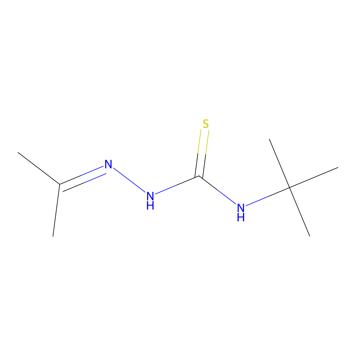 1-Tert-butyl-3-(propan-2-ylideneamino)thiourea molecular structure, CAS 63300-86-7