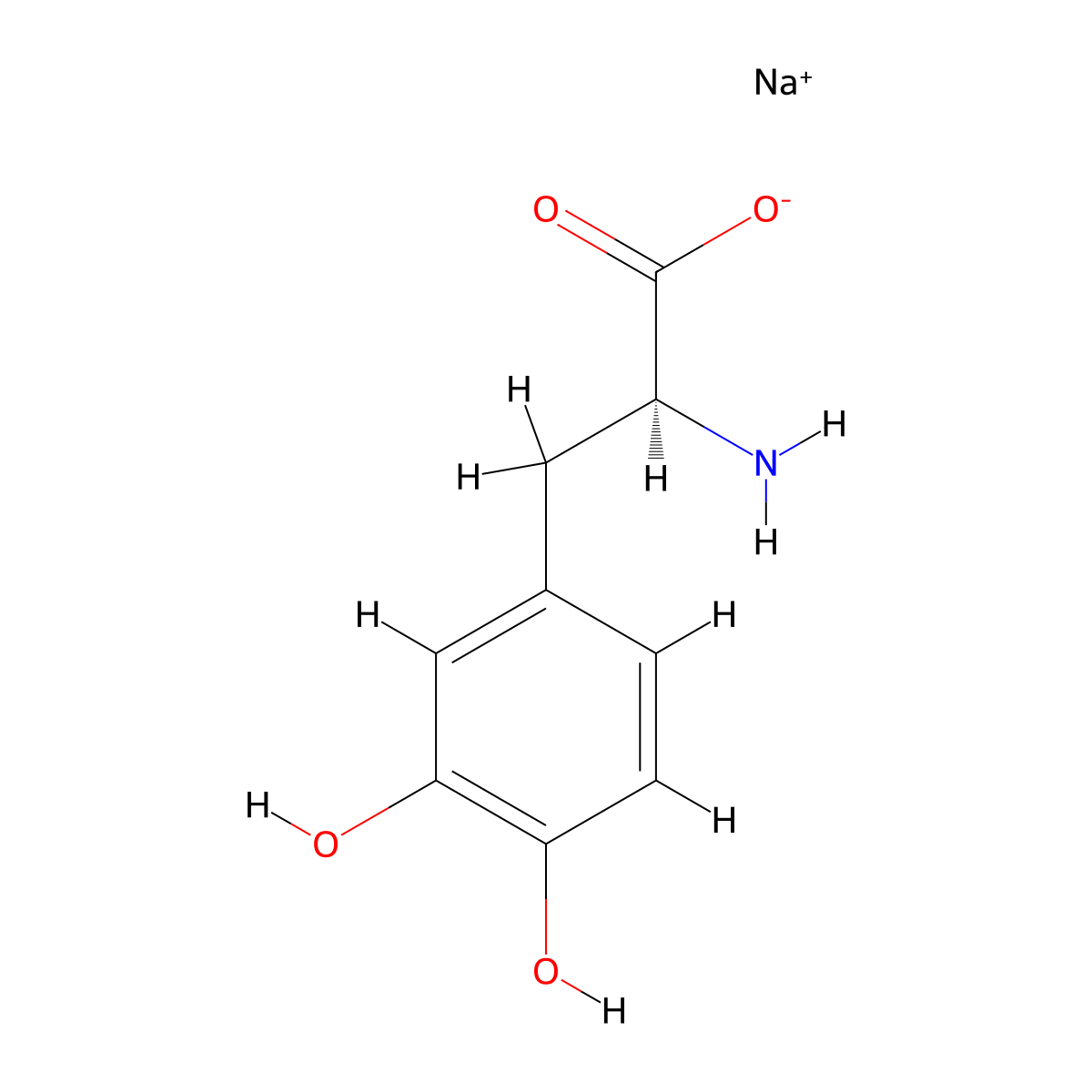 L-DOPA (sodium) molecular structure, CAS 63302-01-2
