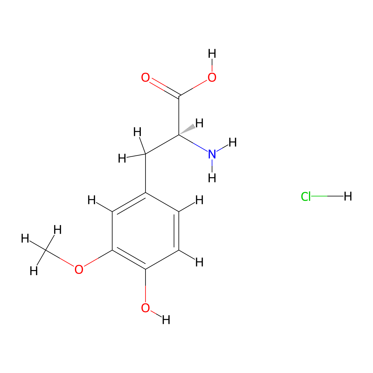 3-O-Methyldopa hydrochloride molecular structure, CAS 63302-24-9