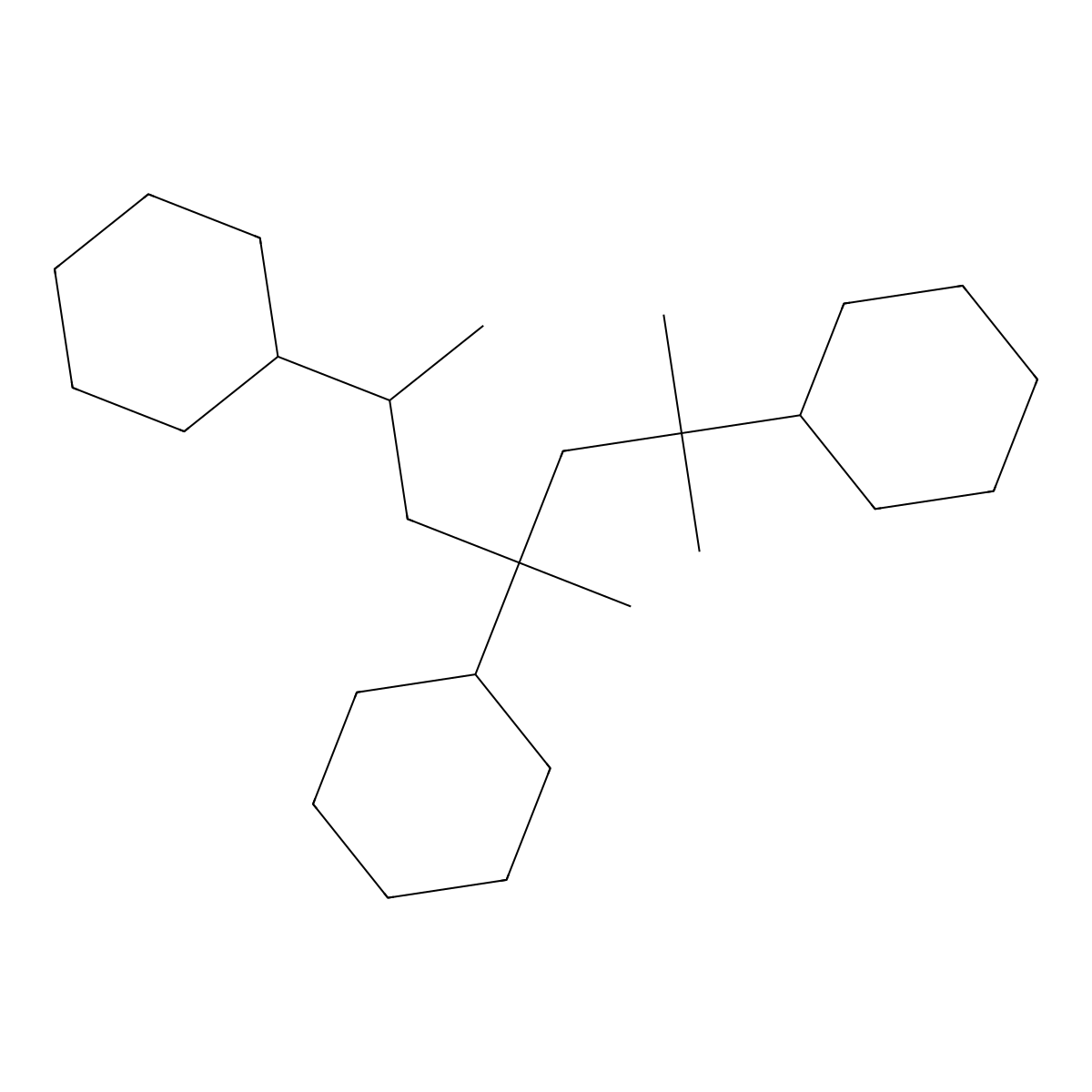 Cyclohexane, 1,1',1''-(1,1,3,5-tetramethyl-1,3,5-pentanetriyl)tris- molecular structure, CAS 63302-75-0