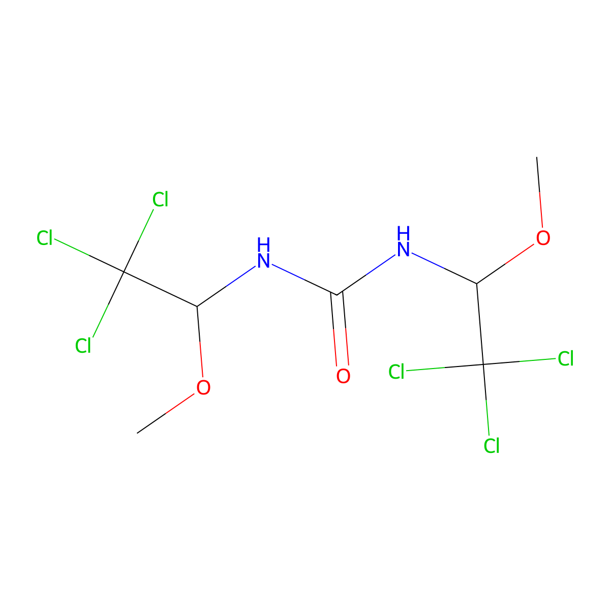 1,3-Bis(2,2,2-trichloro-1-methoxyethyl)urea molecular structure, CAS 63303-97-9
