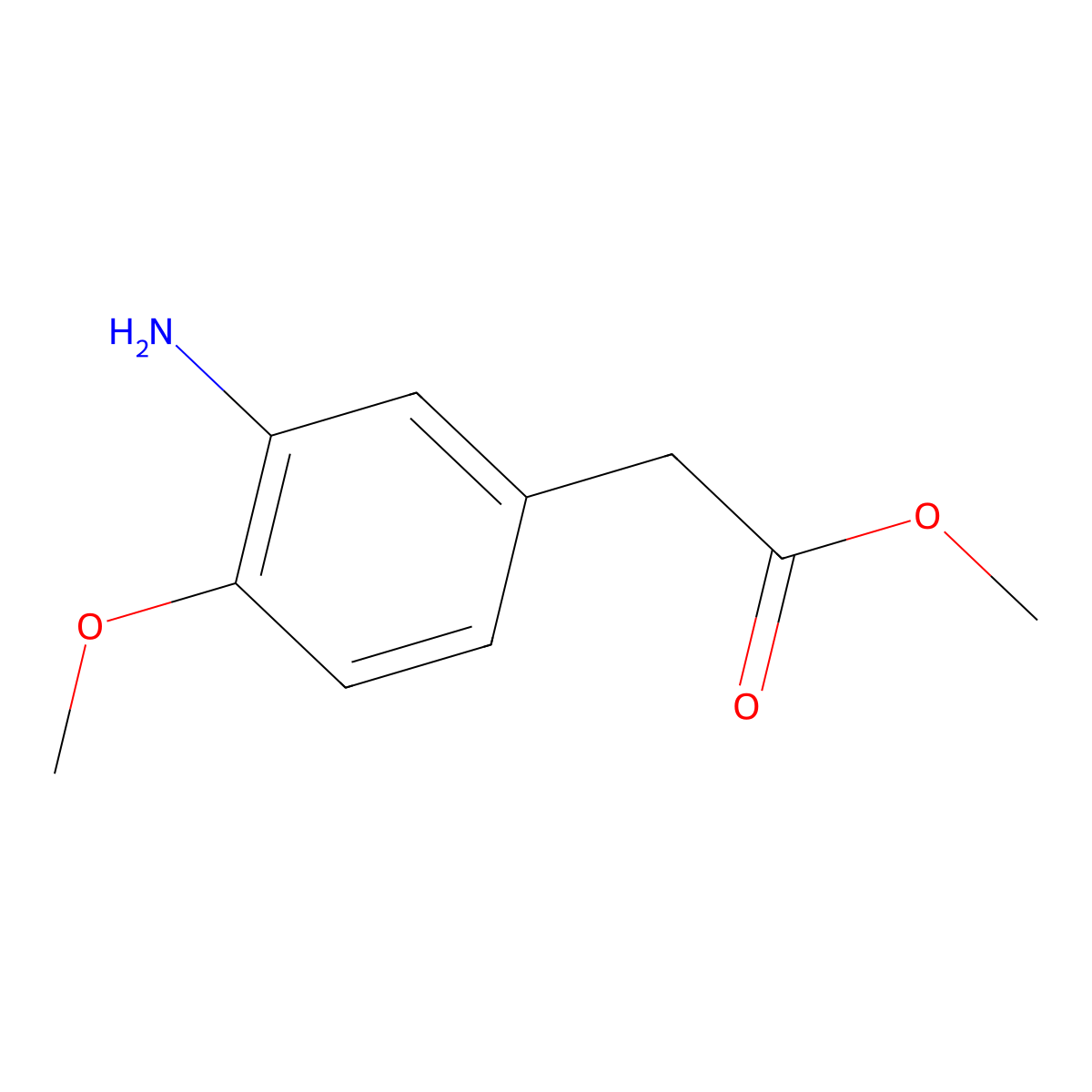 Methyl 2-(3-amino-4-methoxyphenyl)acetate molecular structure, CAS 63304-82-5