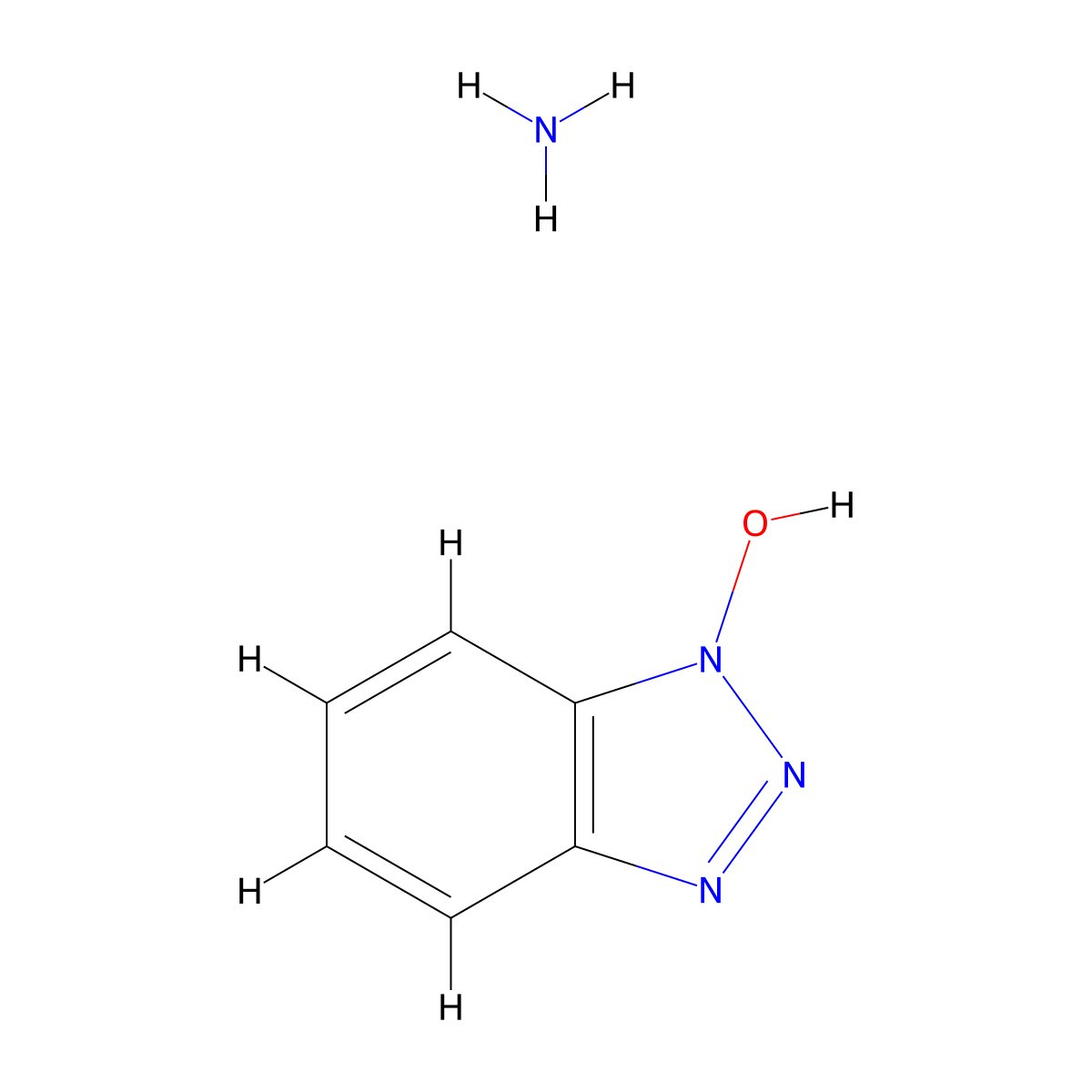 1H-Benzotriazole, 1-hydroxy-, ammonium salt (1:1) molecular structure, CAS 63307-62-0