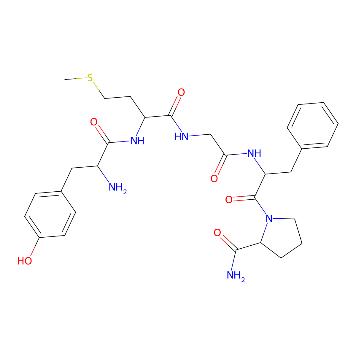 enkephalin, Met(2)-ProNH2(5)- molecular structure, CAS 63307-63-1