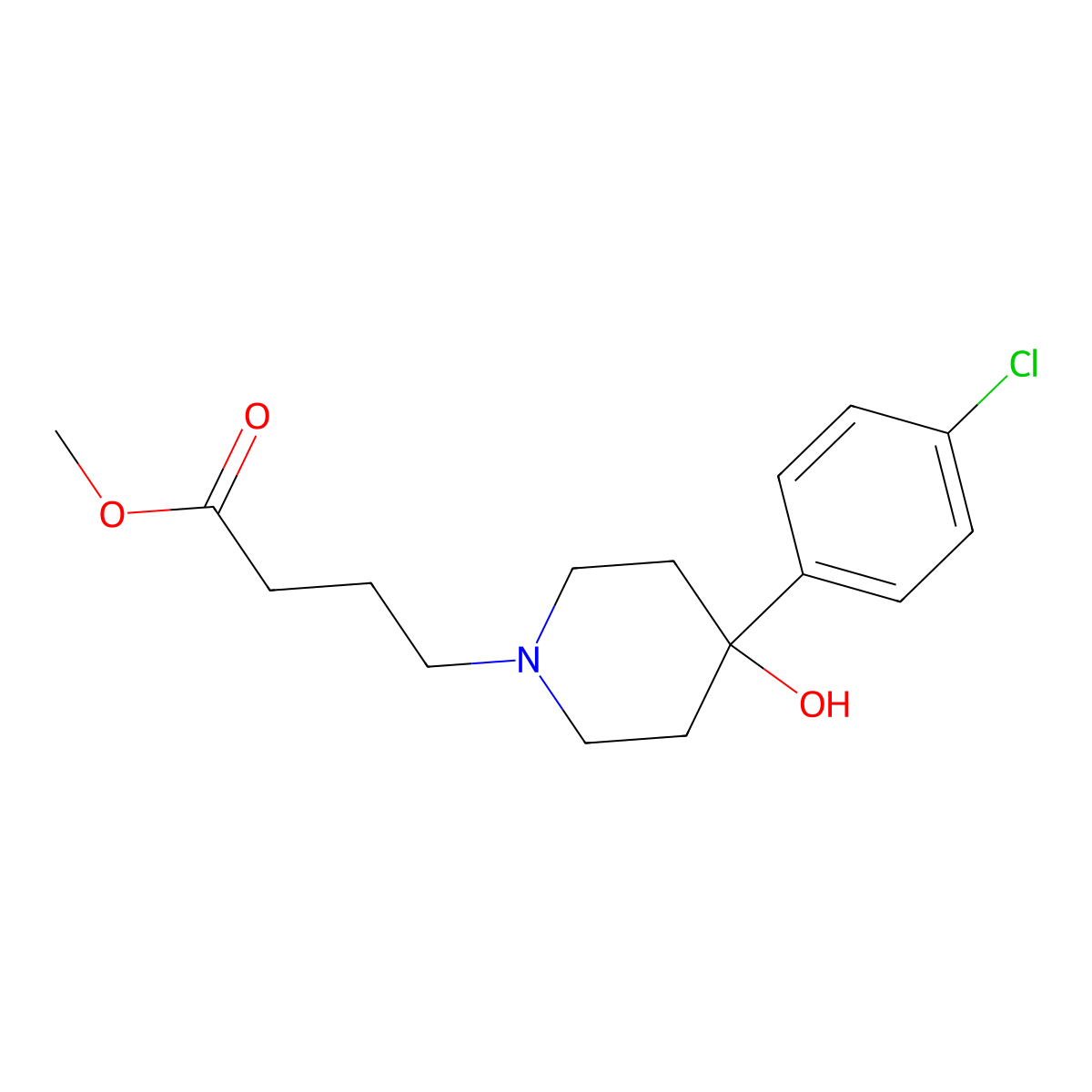 Methyl 4-[4-(4-chlorophenyl)-4-hydroxypiperidin-1-yl]butanoate molecular structure, CAS 63309-15-9