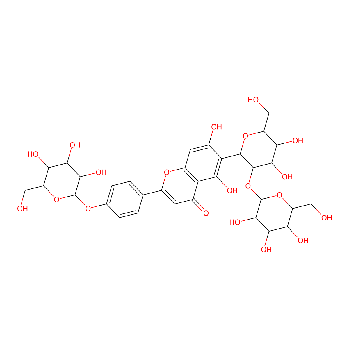 Isosaponarin 2''-O-glucoside (Isovitexin-2''-4'-di-O-beta-D-glucoside) molecular structure, CAS 63316-27-8