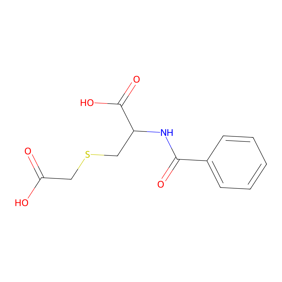 2-Benzamido-3-(carboxymethylsulfanyl)propanoic acid molecular structure, CAS 6332-29-2