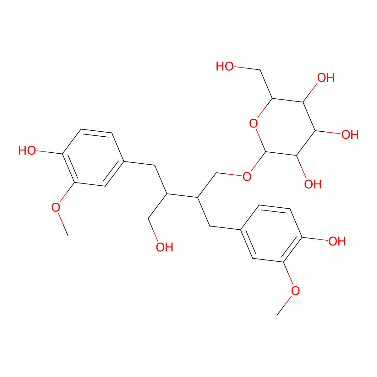 Secoisolariciresinol 9-O-beta-D-glucopyranoside molecular structure, CAS 63320-67-2