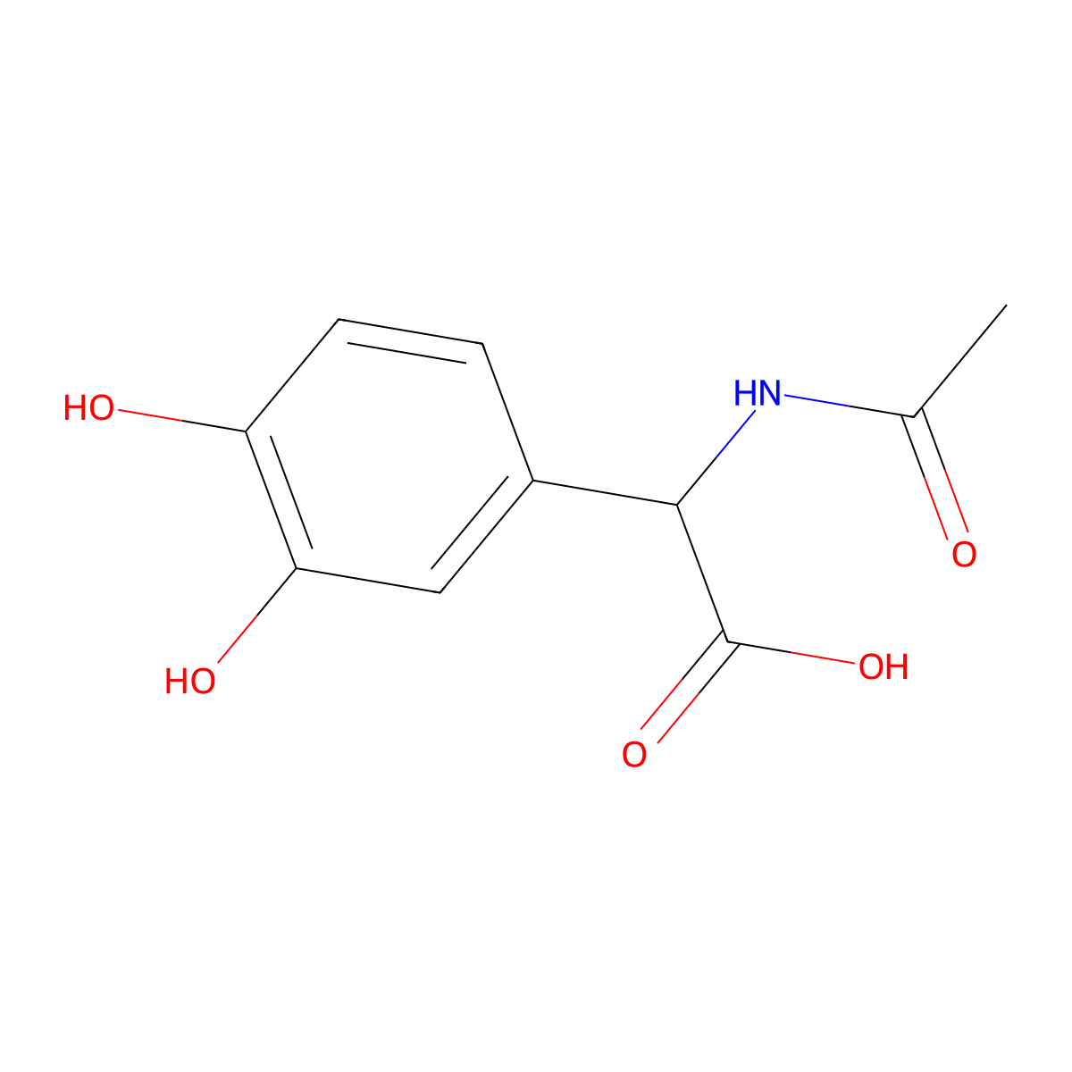 2-(3,4-Dihydroxyphenyl)-2-acetamidoacetic acid molecular structure, CAS 63327-52-6