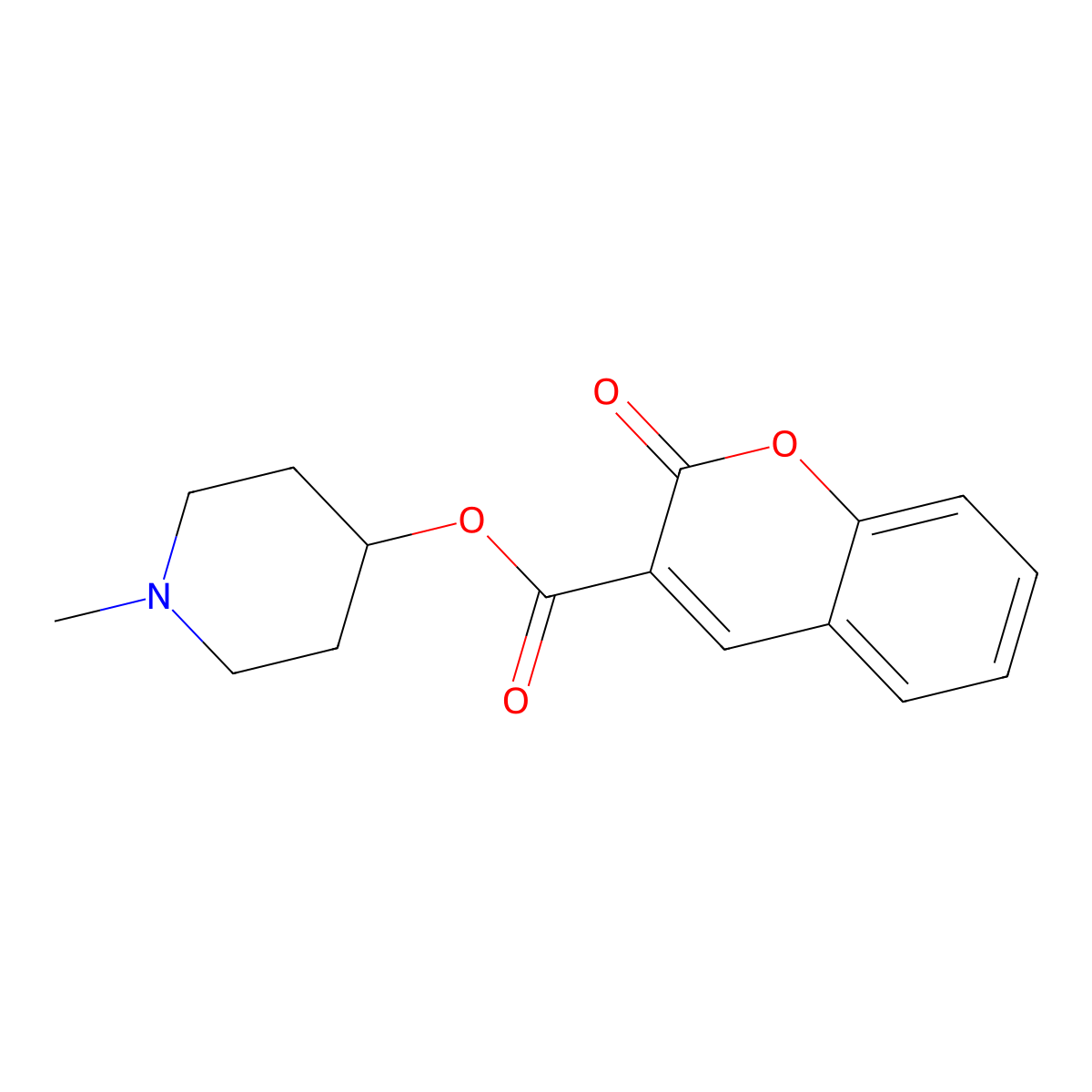 1-methylpiperidin-4-yl 2-oxo-2H-chromene-3-carboxylate molecular structure, CAS 633279-55-7