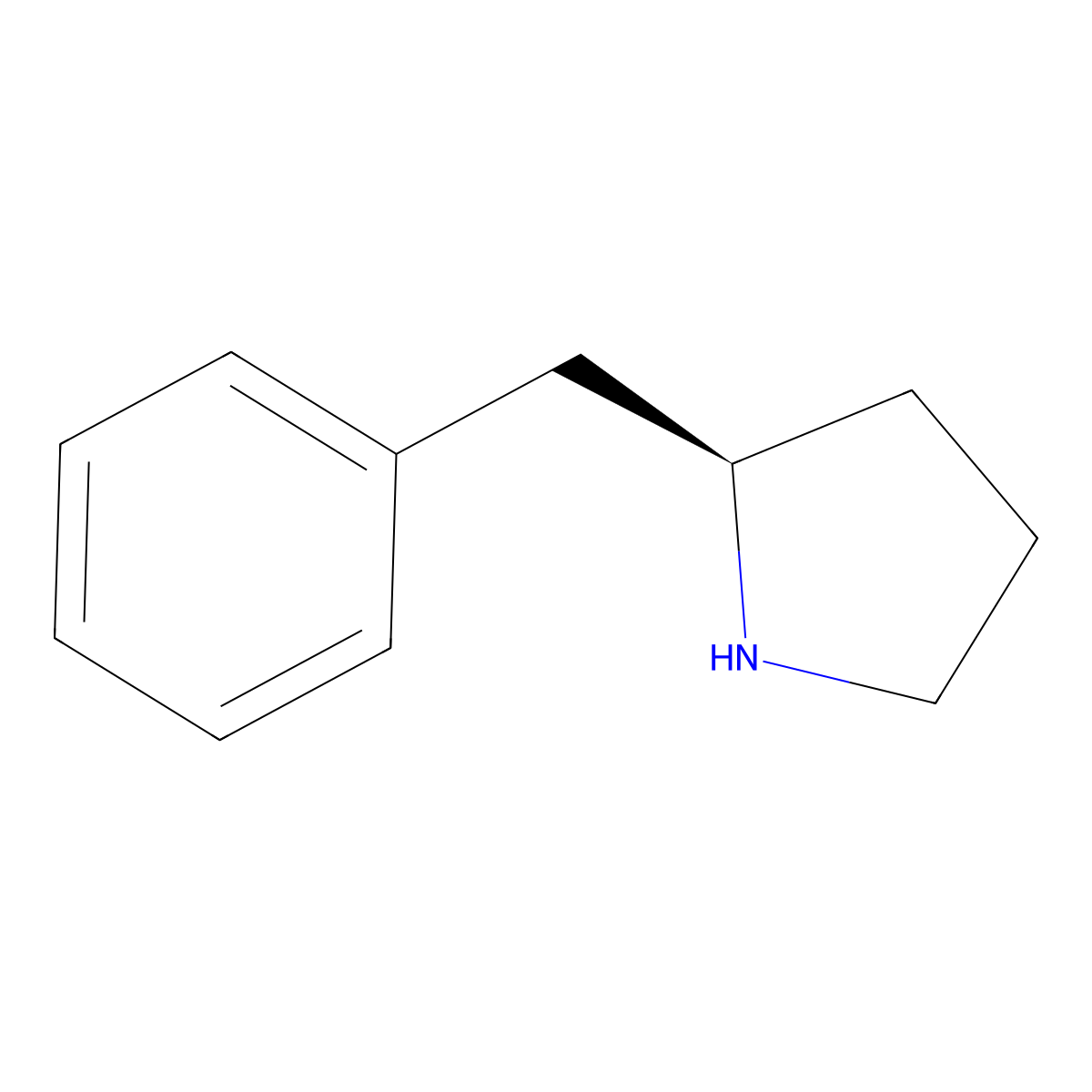 (2R)-2-(Phenylmethyl)pyrrolidine molecular structure, CAS 63328-13-2