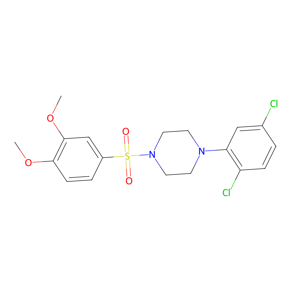 1-(2,5-Dichlorophenyl)-4-[(3,4-dimethoxyphenyl)sulfonyl]piperazine molecular structure, CAS 633280-10-1