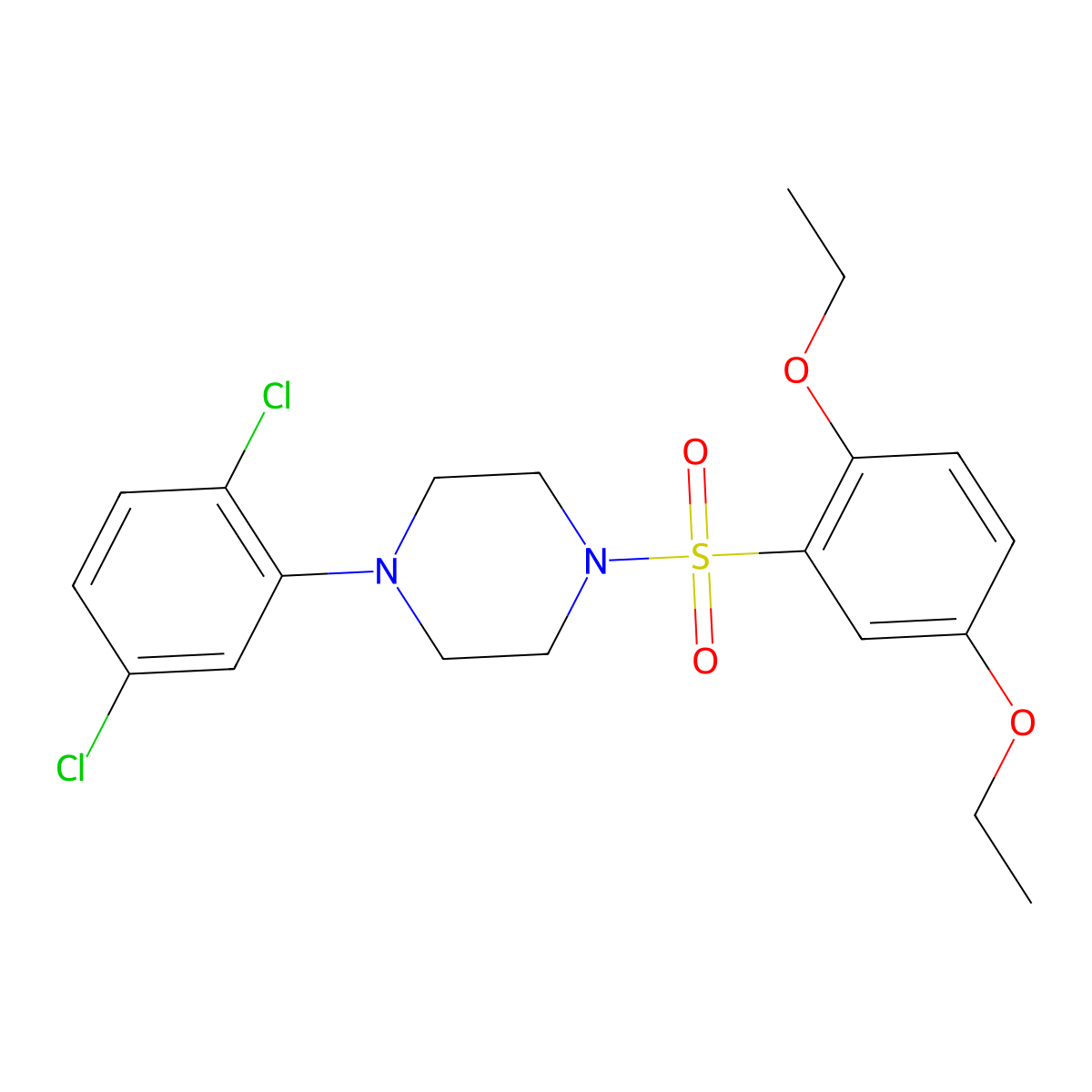 1-(2,5-Dichlorophenyl)-4-[(2,5-diethoxyphenyl)sulfonyl]piperazine molecular structure, CAS 633280-11-2