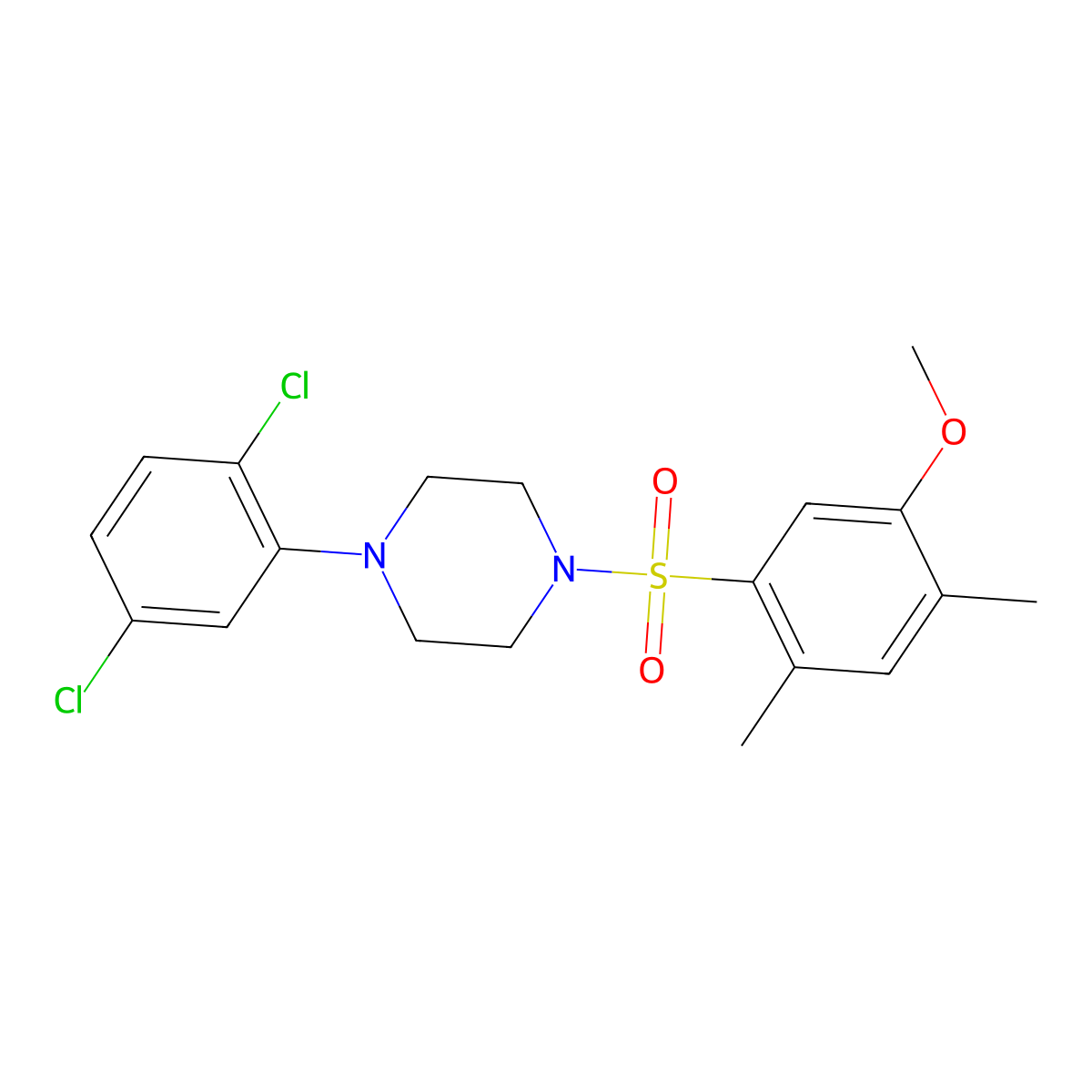 1-(2,5-Dichlorophenyl)-4-[(5-methoxy-2,4-dimethylphenyl)sulfonyl]piperazine molecular structure, CAS 633280-12-3