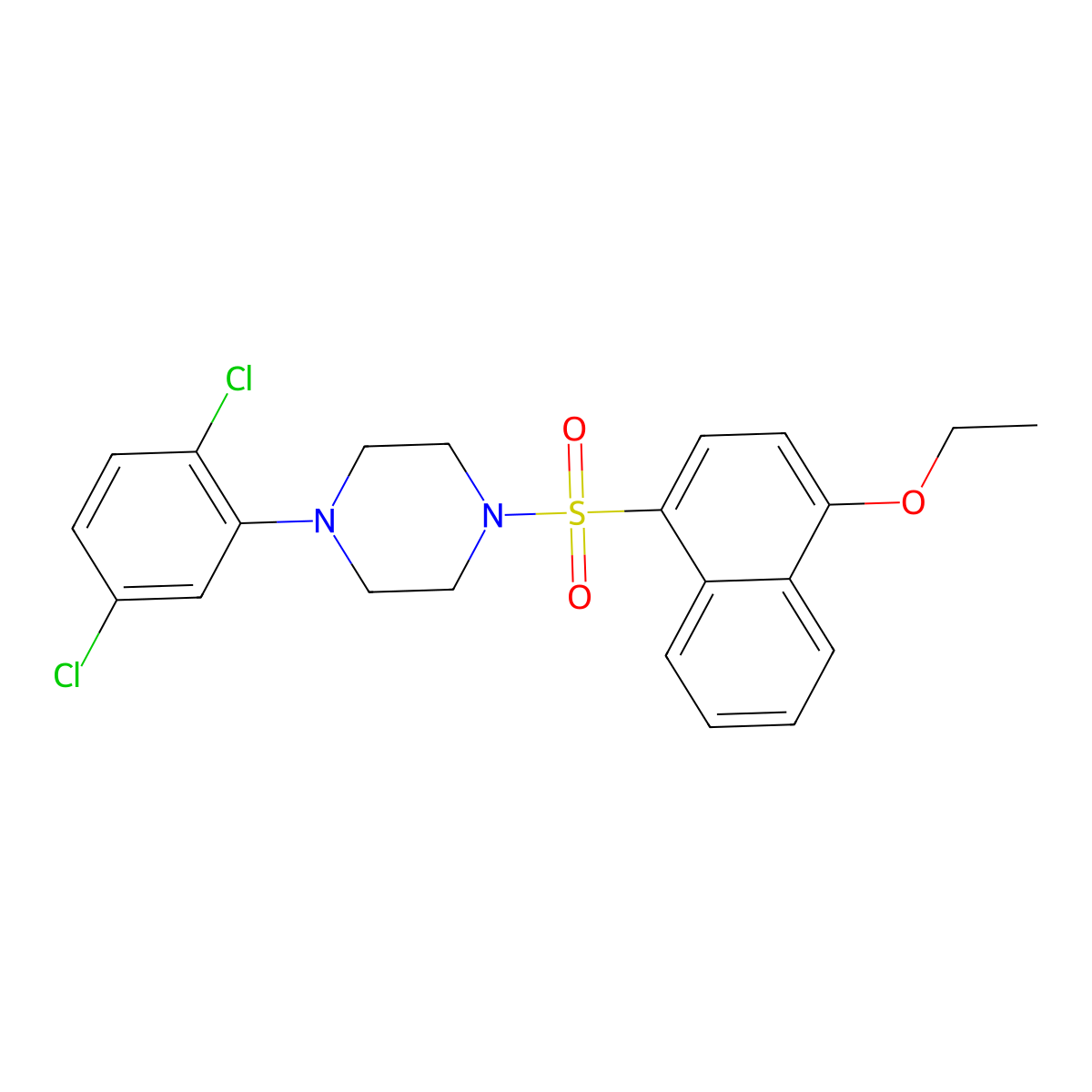 1-(2,5-Dichlorophenyl)-4-[(4-ethoxynaphthalen-1-yl)sulfonyl]piperazine molecular structure, CAS 633280-13-4
