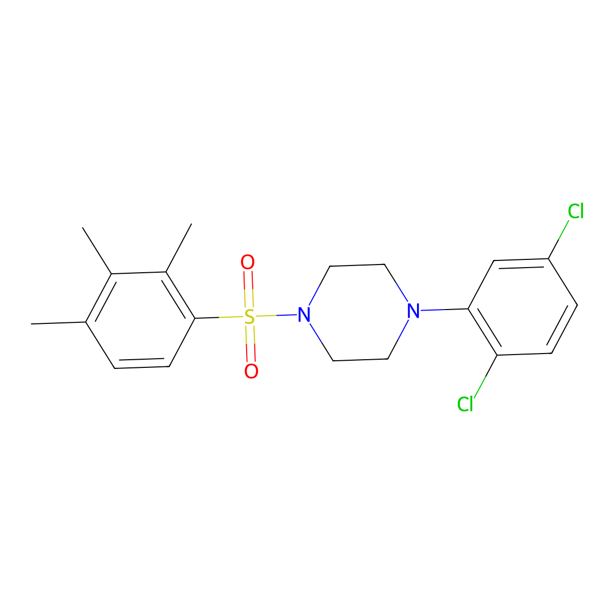1-(2,5-Dichlorophenyl)-4-[(2,3,4-trimethylphenyl)sulfonyl]piperazine molecular structure, CAS 633280-14-5