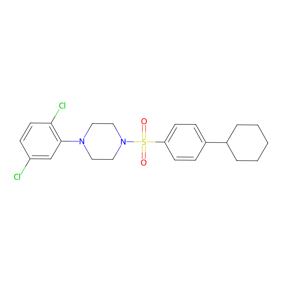 1-[(4-Cyclohexylphenyl)sulfonyl]-4-(2,5-dichlorophenyl)piperazine molecular structure, CAS 633280-15-6