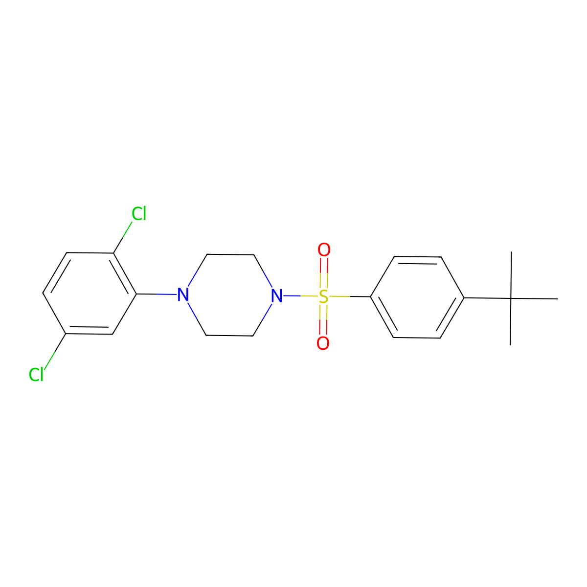 1-(4-Tert-butylbenzenesulfonyl)-4-(2,5-dichlorophenyl)piperazine molecular structure, CAS 633280-17-8