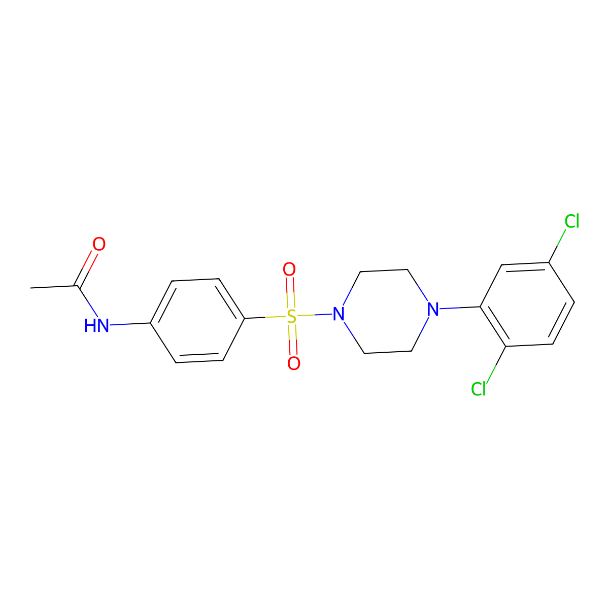 N-(4-{[4-(2,5-dichlorophenyl)piperazin-1-yl]sulfonyl}phenyl)acetamide molecular structure, CAS 633280-22-5