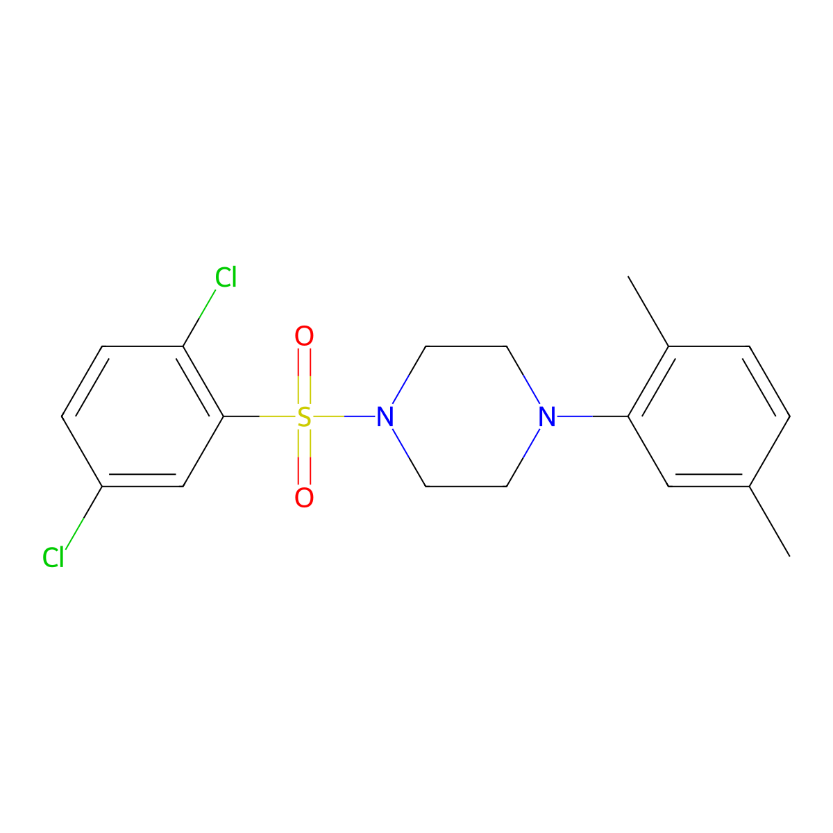 1-[(2,5-Dichlorophenyl)sulfonyl]-4-(2,5-dimethylphenyl)piperazine molecular structure, CAS 633280-42-9