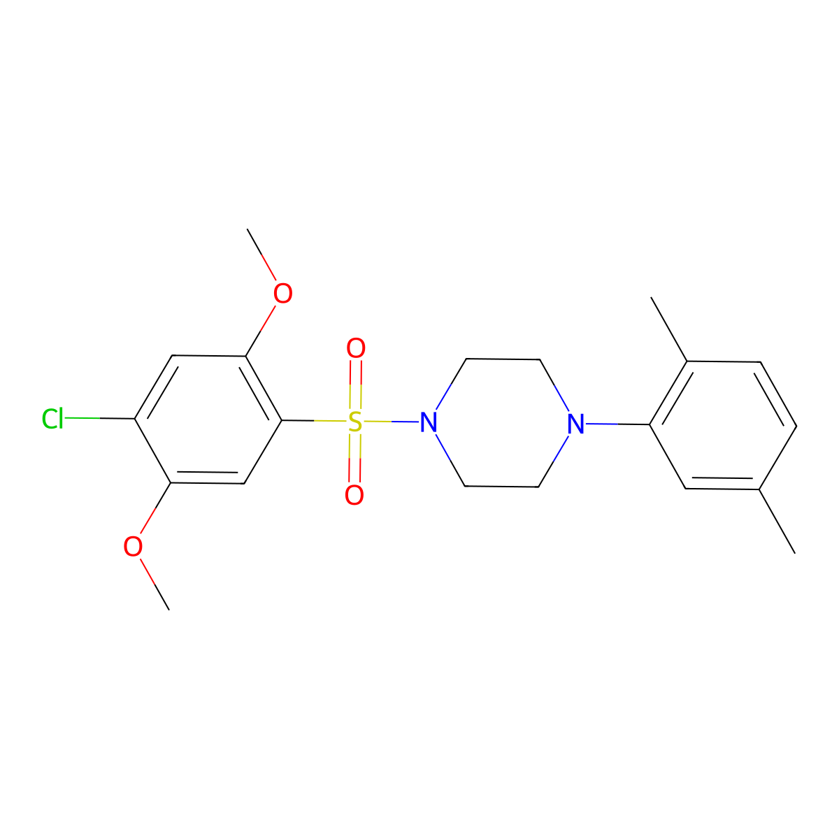 1-[(4-Chloro-2,5-dimethoxyphenyl)sulfonyl]-4-(2,5-dimethylphenyl)piperazine molecular structure, CAS 633280-48-5