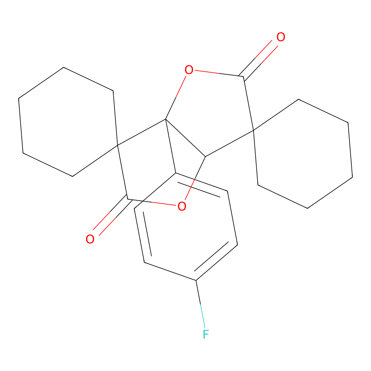 3a'-(4-Fluorophenyl)dihydrodispiro[cyclohexane-1,3'-furo[3,2-b]furan-6',1''-cyclohexane]-2',5'-dione molecular structure, CAS 633280-73-6