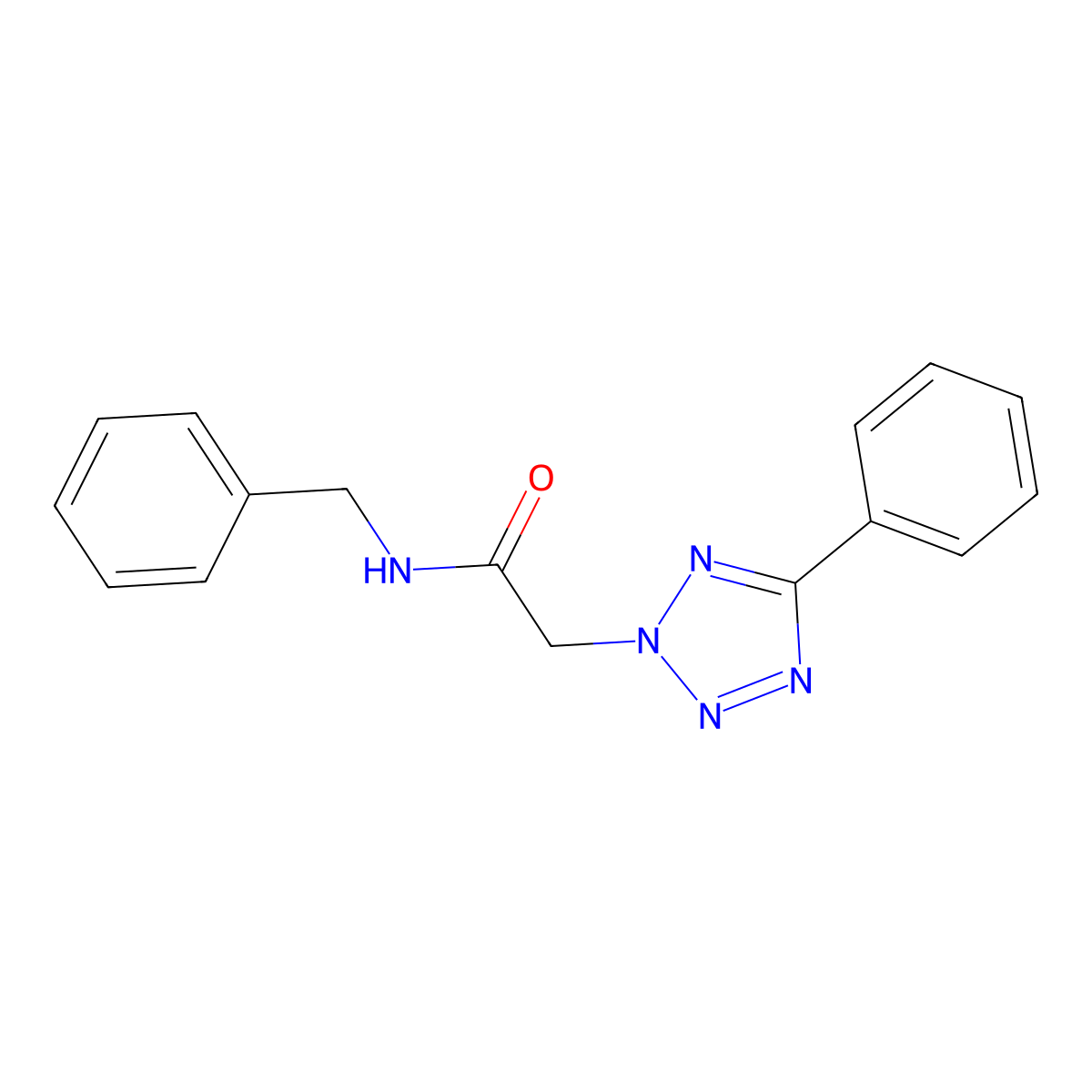N-benzyl-2-(5-phenyl-2H-tetrazol-2-yl)acetamide molecular structure, CAS 633281-16-0