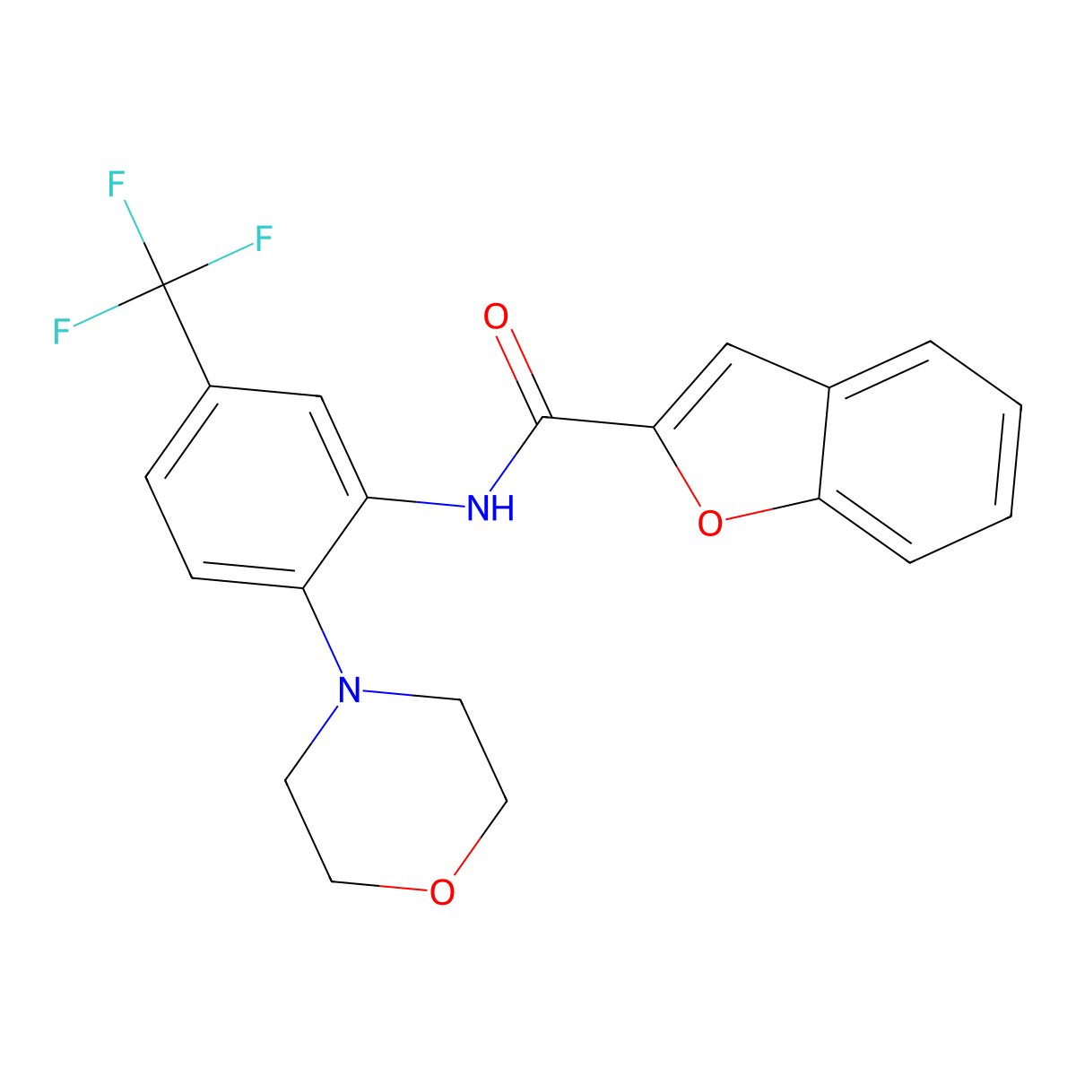 N-[2-morpholin-4-yl-5-(trifluoromethyl)phenyl]-1-benzofuran-2-carboxamide molecular structure, CAS 633281-25-1