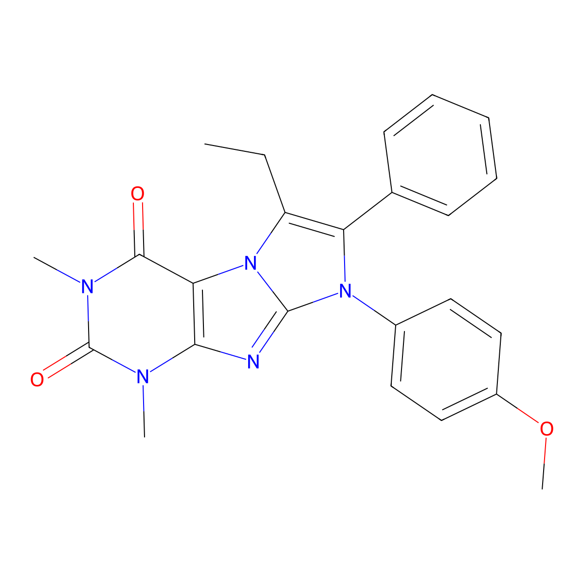 8-Ethyl-6-(4-methoxyphenyl)-2,4-dimethyl-7-phenylpurino[7,8-a]imidazole-1,3-dione molecular structure, CAS 633281-56-8