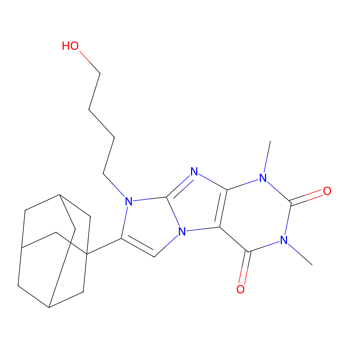7-(1-Adamantyl)-6-(4-hydroxybutyl)-2,4-dimethylpurino[7,8-a]imidazole-1,3-dione molecular structure, CAS 633281-60-4