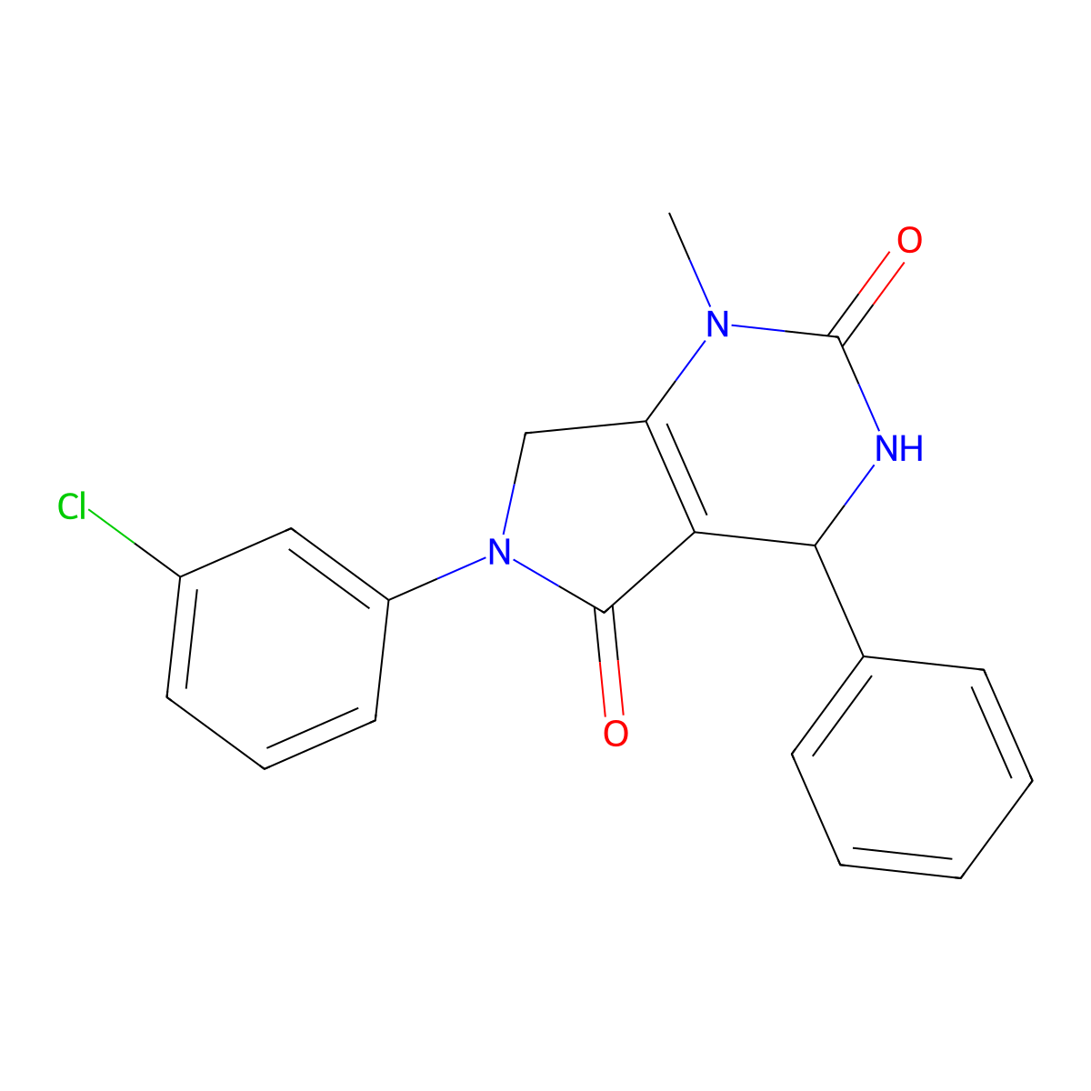 6-(3-chlorophenyl)-1-methyl-4-phenyl-4,7-dihydro-3H-pyrrolo[3,4-d]pyrimidine-2,5-dione molecular structure, CAS 633281-62-6