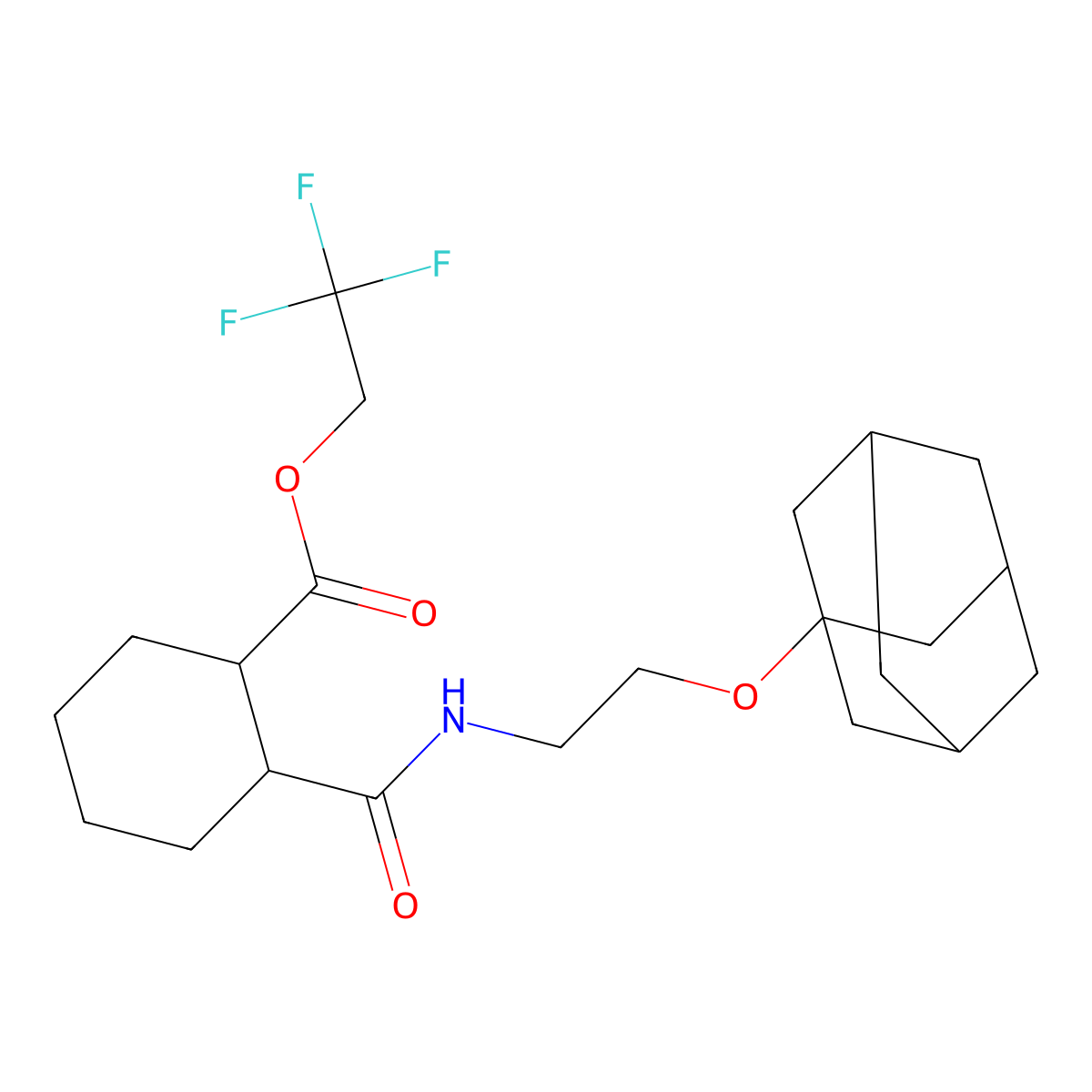 2,2,2-Trifluoroethyl 2-[2-(1-adamantyloxy)ethylcarbamoyl]cyclohexane-1-carboxylate molecular structure, CAS 633282-40-3
