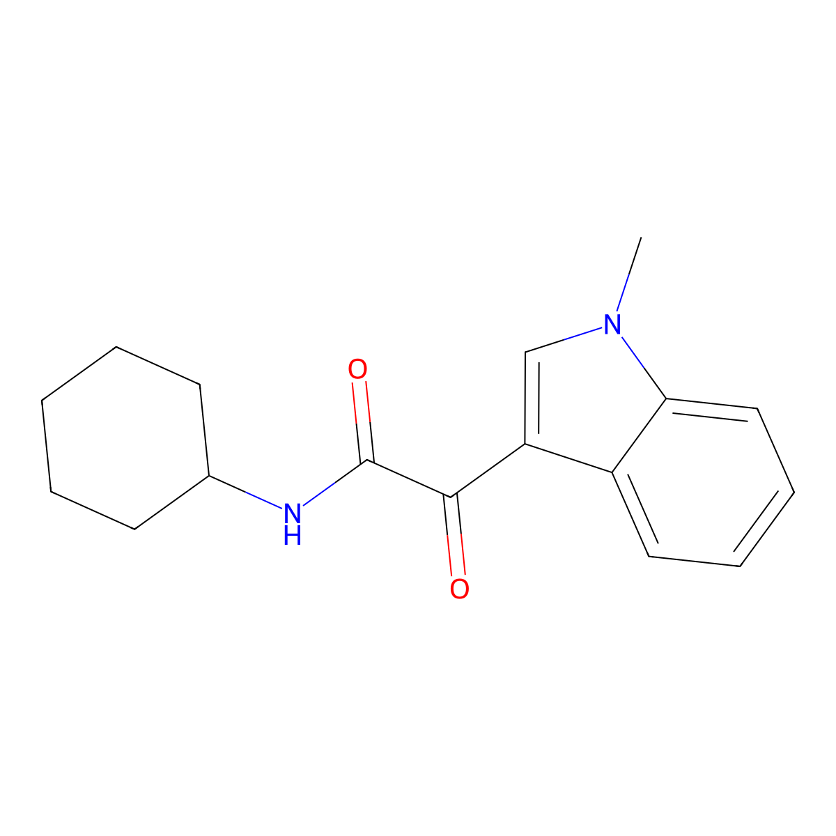 N-cyclohexyl-2-(1-methylindol-3-yl)-2-oxoacetamide molecular structure, CAS 633282-70-9