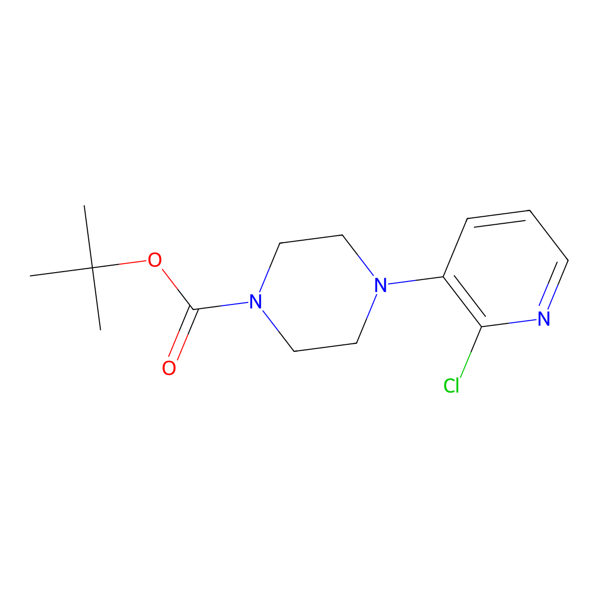 3-(4-BOC-piperazino)-2-chloropyridine molecular structure, CAS 633283-64-4
