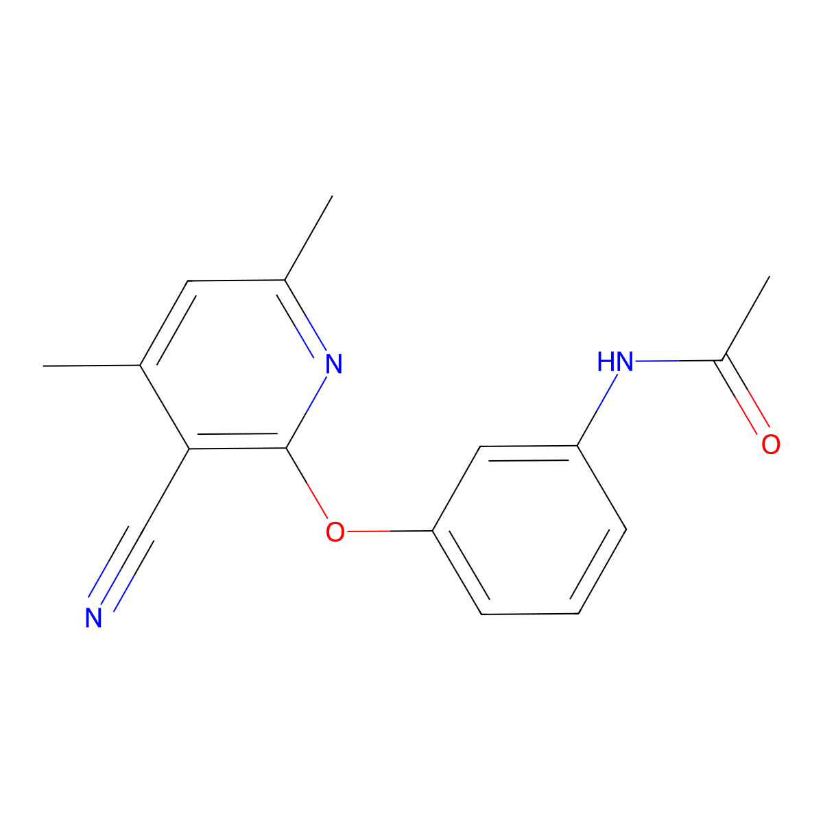 N-(3-((3-Cyano-4,6-dimethyl-2-pyridinyl)oxy)phenyl)acetamide molecular structure, CAS 633283-65-5