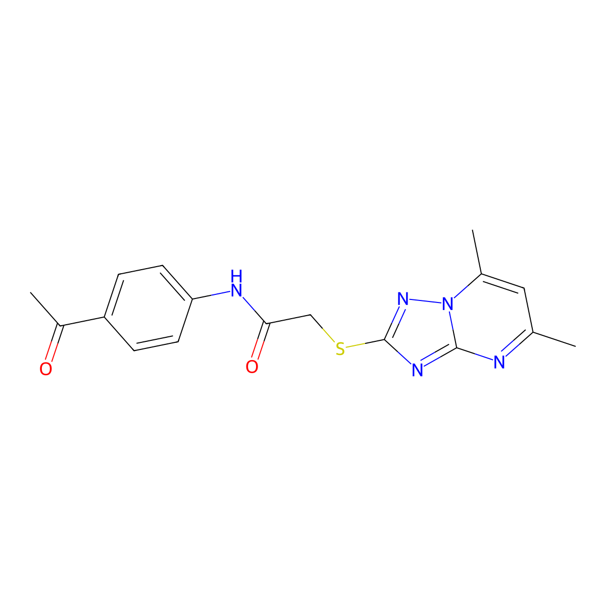 N-(4-acetylphenyl)-2-({5,7-dimethyl-[1,2,4]triazolo[1,5-a]pyrimidin-2-yl}sulfanyl)acetamide molecular structure, CAS 633283-80-4