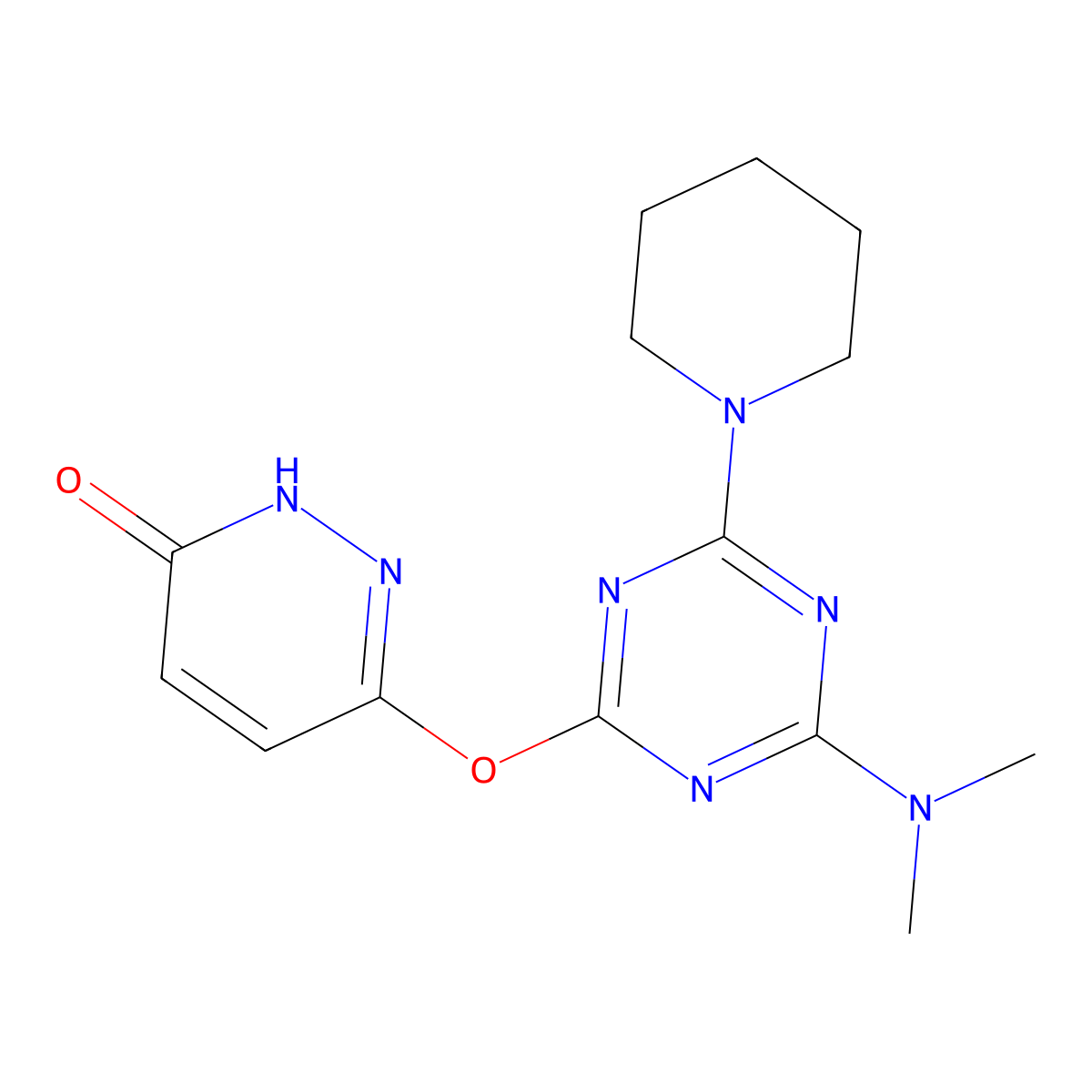 3-[[4-(dimethylamino)-6-piperidin-1-yl-1,3,5-triazin-2-yl]oxy]-1H-pyridazin-6-one molecular structure, CAS 633284-02-3
