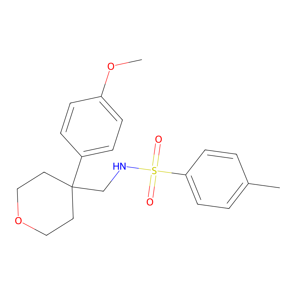 N-[[4-(4-methoxyphenyl)oxan-4-yl]methyl]-4-methylbenzenesulfonamide molecular structure, CAS 633284-08-9