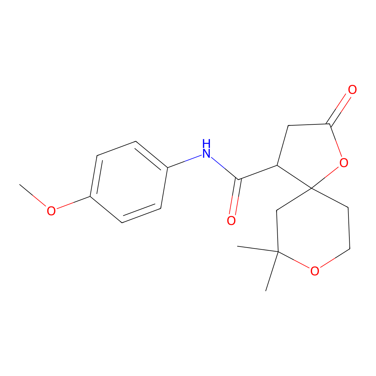 N-(4-methoxyphenyl)-7,7-dimethyl-2-oxo-1,8-dioxaspiro[4.5]decane-4-carboxamide molecular structure, CAS 633284-11-4