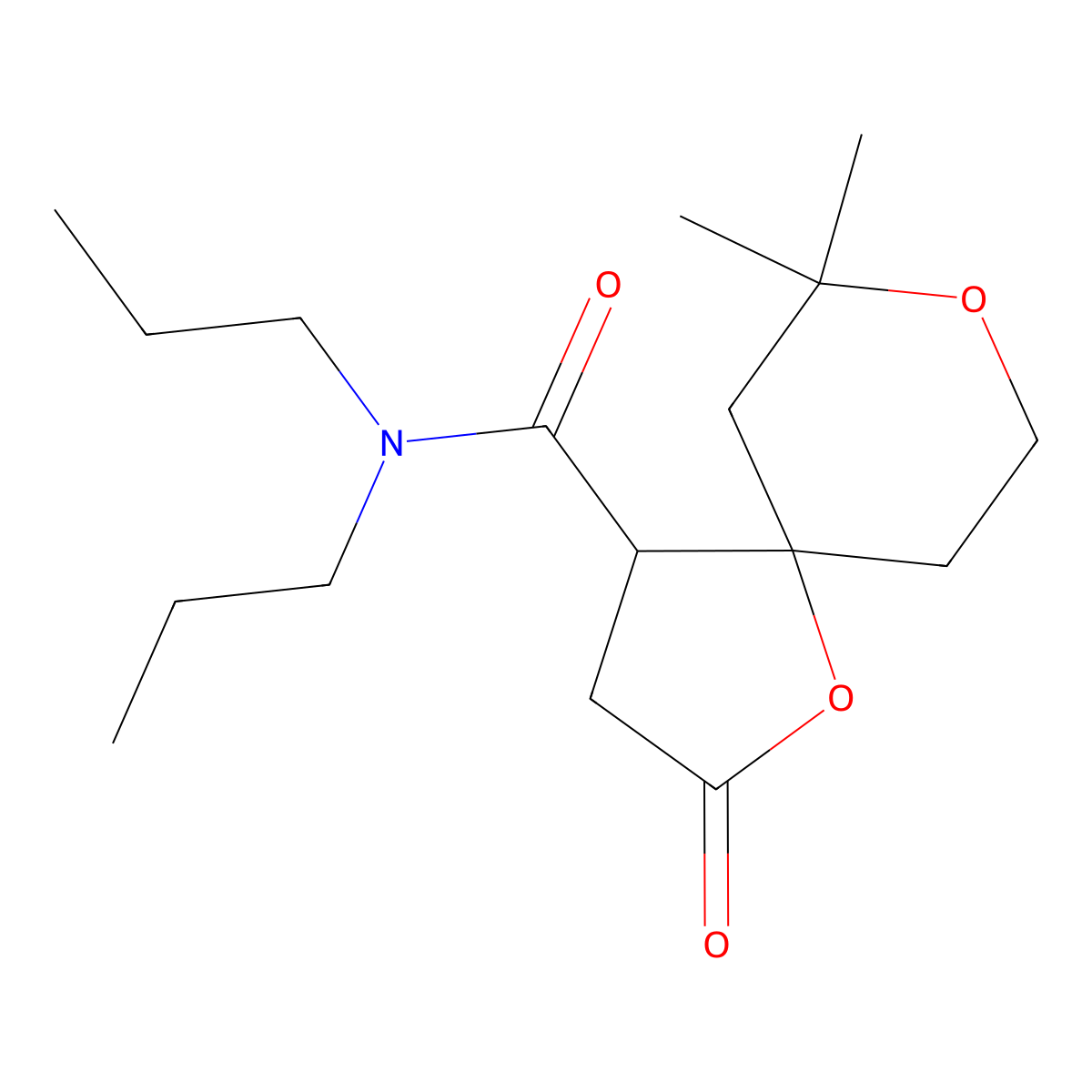 7,7-dimethyl-2-oxo-N,N-dipropyl-1,8-dioxaspiro[4.5]decane-4-carboxamide molecular structure, CAS 633284-12-5