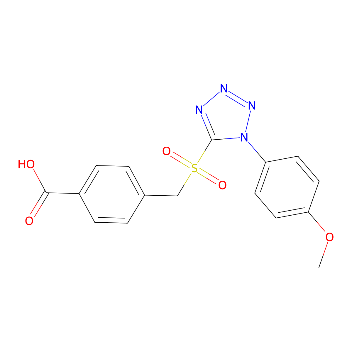 4-(((1-(4-methoxyphenyl)-1H-tetrazol-5-yl)sulfonyl)methyl)benzoic acid molecular structure, CAS 633284-92-1