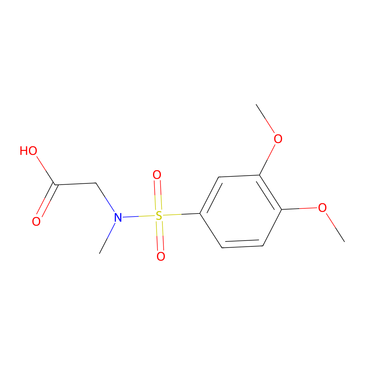 [(3,4-Dimethoxy-benzenesulfonyl)-methyl-amino]-acetic acid molecular structure, CAS 633286-23-4