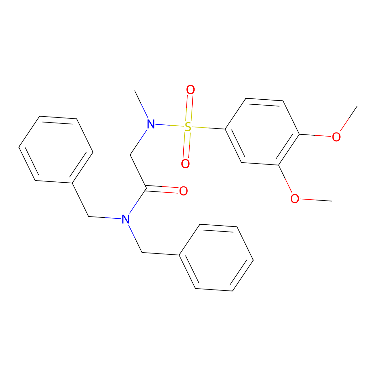 2-(((3,4-Dimethoxyphenyl)sulfonyl)methylamino)-N,N-bis(phenylmethyl)acetamide molecular structure, CAS 633286-24-5
