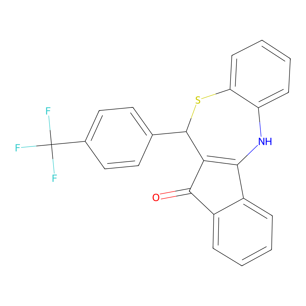 6-[4-(trifluoromethyl)phenyl]-6,12-dihydro-5H-benzo[b]indeno[1,2-e][1,4]thiazepin-5-one molecular structure, CAS 633287-30-6