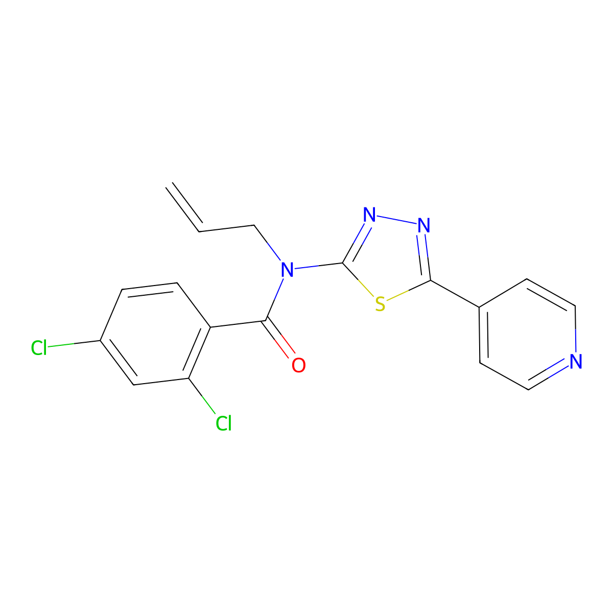 2,4-dichloro-N-(prop-2-en-1-yl)-N-[5-(pyridin-4-yl)-1,3,4-thiadiazol-2-yl]benzamide molecular structure, CAS 633287-34-0